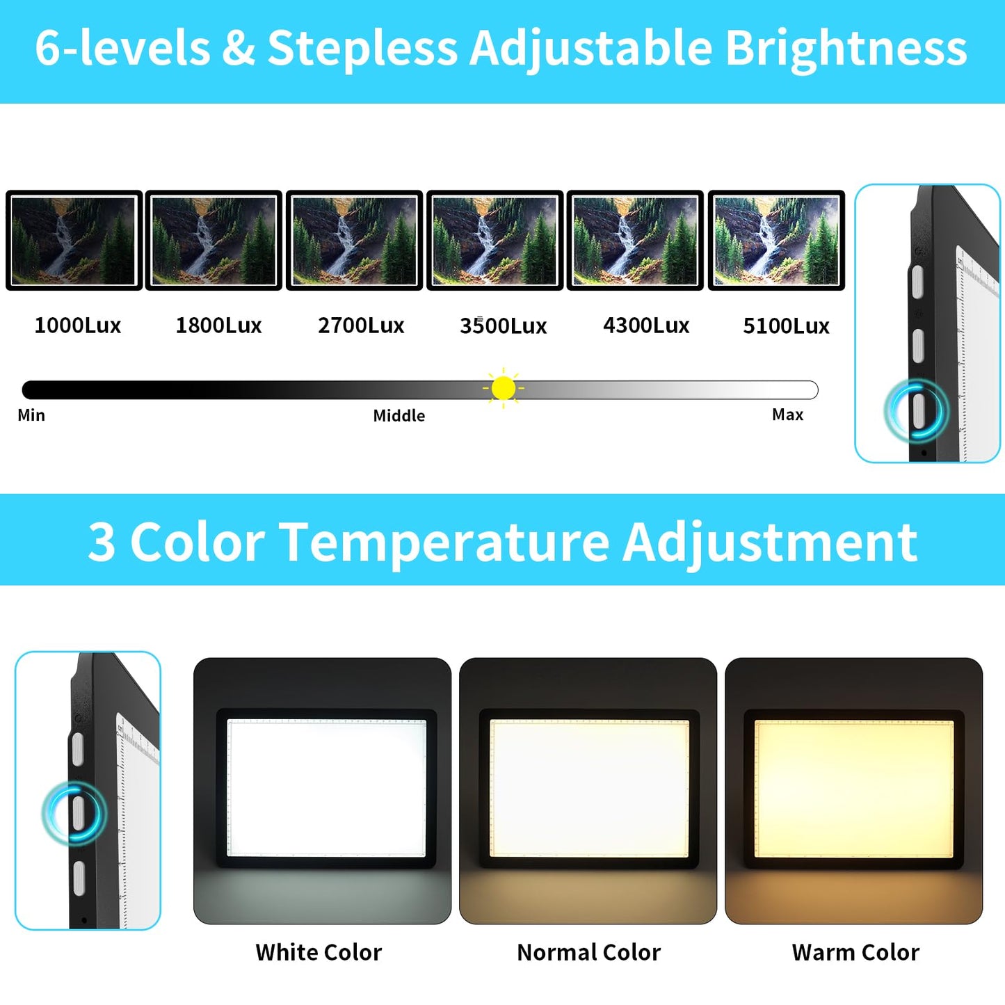 Phylosal Rechargeable A3 LED Light Pad with Built-in Stand, Magnetic Tracing Light Box for Drawing, Diamond Art Light Board with Side Button, Super Bright Light Table for Diamond Painting, Sketching