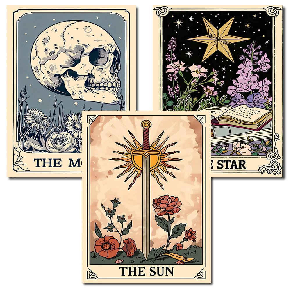 Axquilon 3 Pack Tarot Diamond Art Kits for Adults - Diamond Painting Kits for Adults Beginner, DIY 5D Full Drill Gem Art for Home Wall Decor 12x16 inch