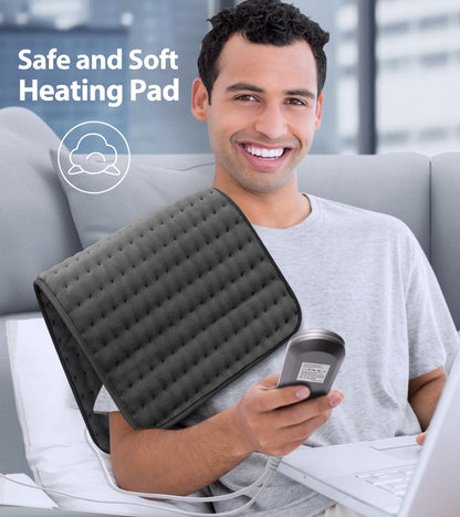 Heating pad for Back, Neck, Shoulder, Cramps and Leg Pain Relief, Heat Pads Christmas Gifts for Women, Men, Mom, Dad, Auto-Off,Machine Washable,Moist Dry Heat Options,Extra Large 12"x24"