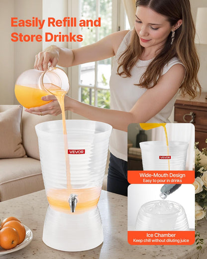 2.64 VEVOR Beverage Dispenser, Gallon Drink Dispenser for Parties, Plastic Juice Dispensers with Spigot Ice Chamber