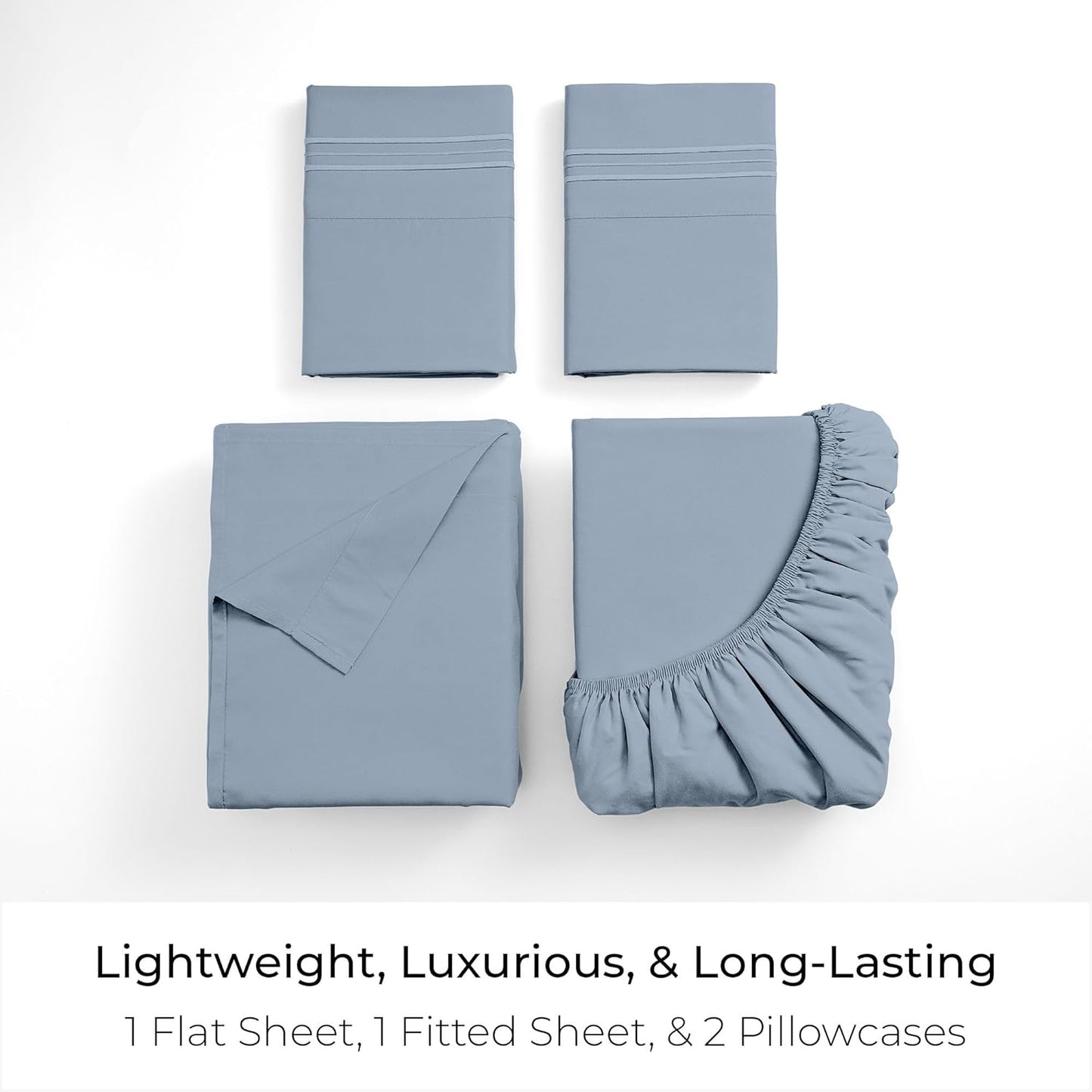 Mellanni California King Sheet Set - 4 PC Hotel Luxury Bedding | Extra Soft, Cooling, Wrinkle-Resistant (Blue Hydrangea)