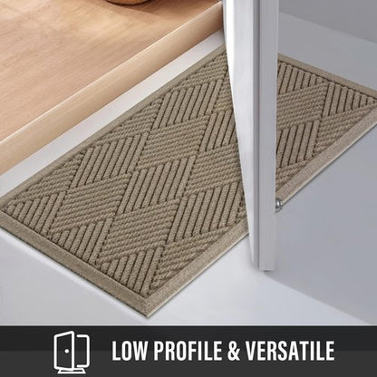 HIYARD Sturdy Front Door Mat - Absorbent, Non-Slip Rubber Backing | Low Profile, 30x17, Beige