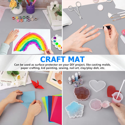 Gartful Oversize Silicone Mat for Crafts, 31.5 x 23.6 inches 1.2mm Thick Silicone Craft Pad for Jewelry Casting Resin Molds, Countertop Protector, Nonstick Placemat, Counter Table Mat, Light Grey