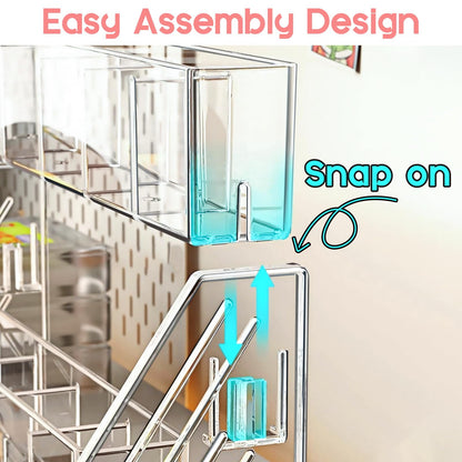 Vowcarol Pen Holder, Marker Organizer 20 Compartments, Clear Pencil Holder Space Saving, 4-Tire
