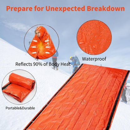 Dzronda Emergency Sleeping Bag with Whistle, Portable Emergency Survival Bag, Lightweight Pocket Size Emergency Sleeping Bag, Waterproof Thermal Bivy Sack for Camping, Hiking (6 Pack + Whistle)