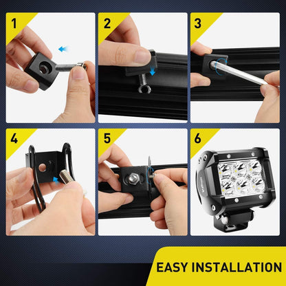 Nilight 2PCS Mounting Base Bracket for LED Light Bar Slide Mount Bracket, 2 Years Warranty (90034B), Black