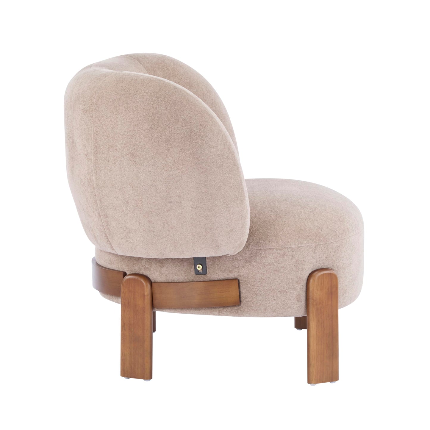 Christopher Knight Home Lily Solid Wood Wingback Accent Chair, Fabric Upholstered Club Chair, Curved Backrest Single Sofa, Comfy Reading Lounge Chair for Living Room, Soft Cushion Seating, Light Brown