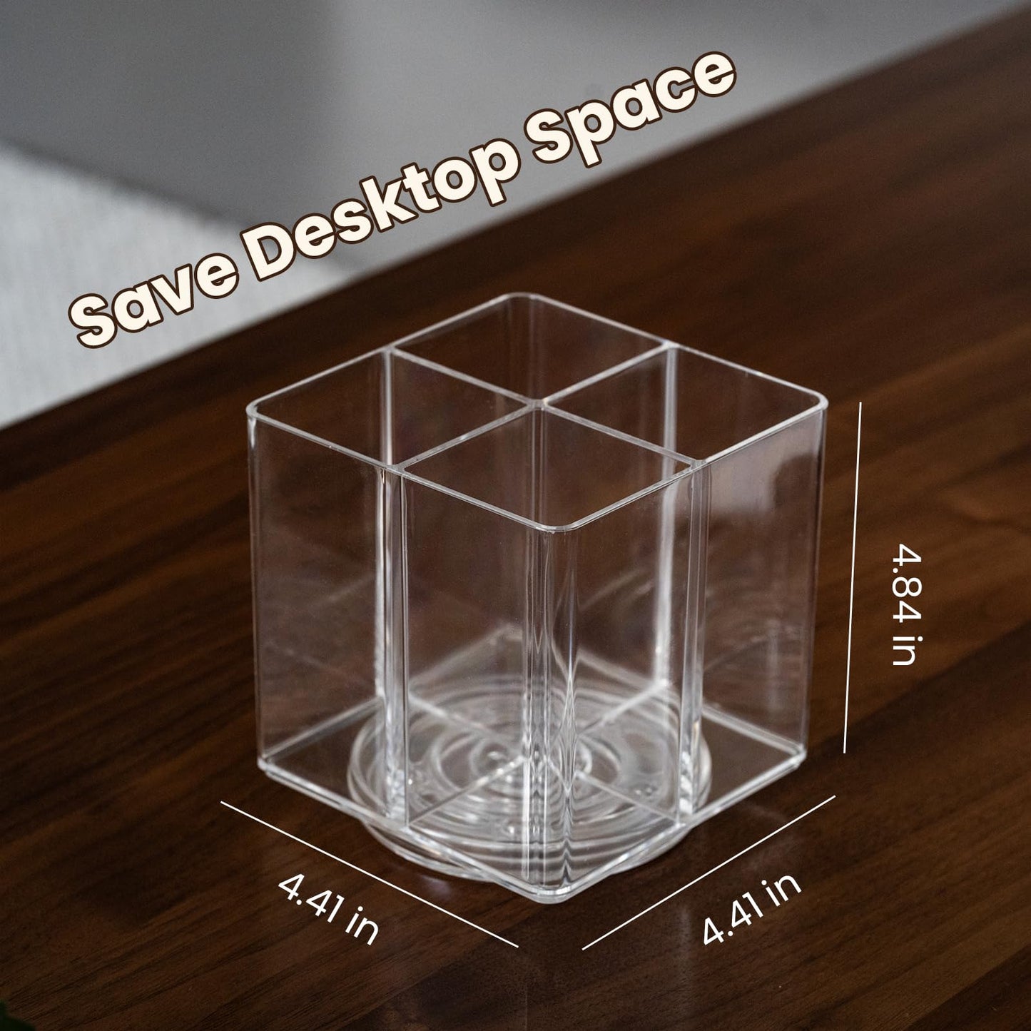 LiveGlow Clear Makeup Brush Holder,Acrylic Rotating 360°Makeup Brush Organizer,Pen holder with 4 Grids,Makeup Holder for Courtup,Containers for Desk,1pc