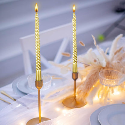 10 Inch Taper Candle Set of 12 - Long Burning Tapered Candles for Dinner Party, Wedding, Halloween (Gold)