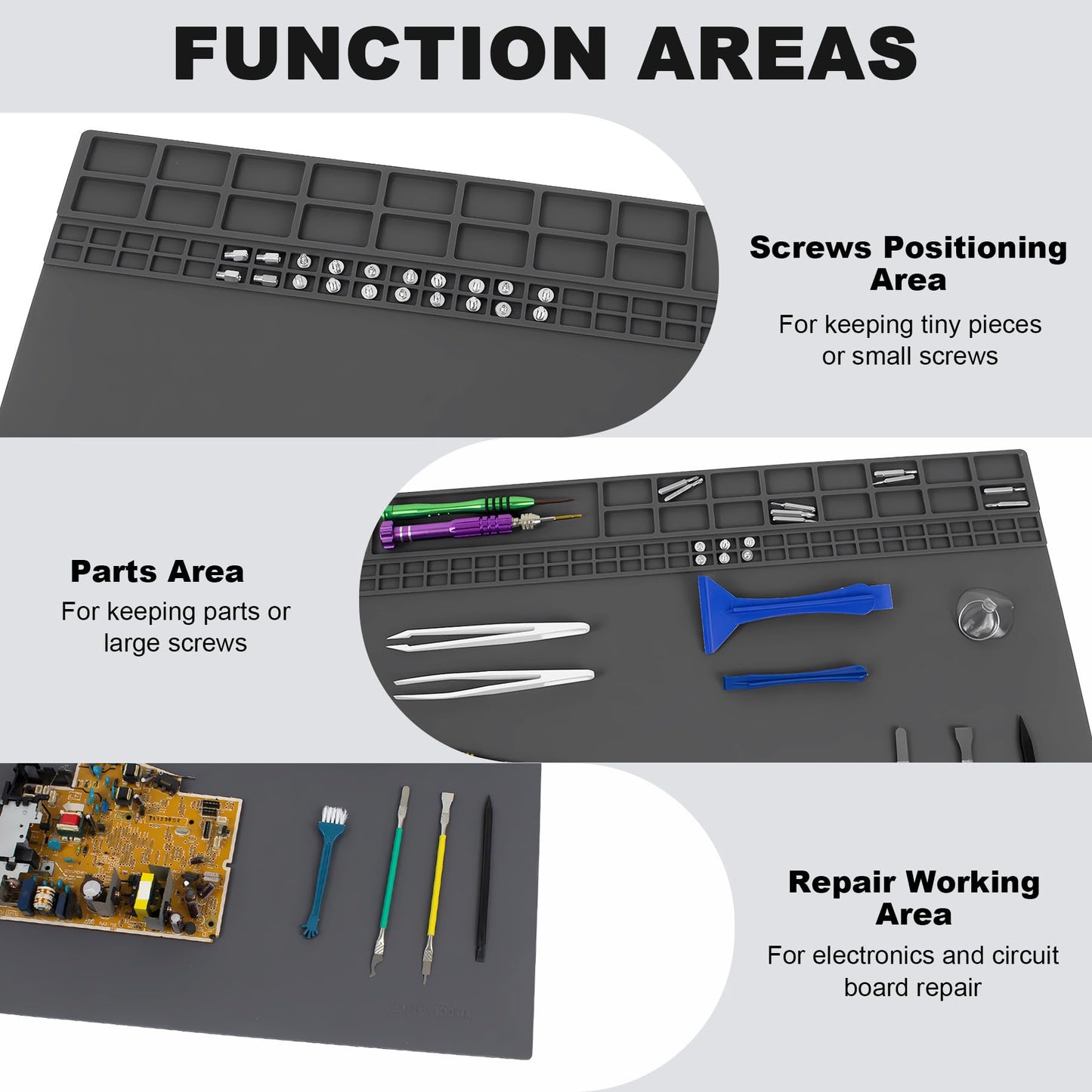 Extra Large Soldering Mat, 27.6''x15.7'' Oversized 932°F Heat Resistant Silicone Workbench Mat, Large Repair Mat for Electronics Phone Laptop Repair, BGA Soldering Gun Iron (Grey)