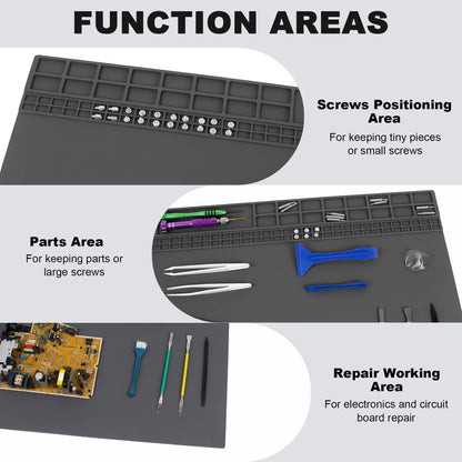 Extra Large Soldering Mat, 27.6''x15.7'' Oversized 932°F Heat Resistant Silicone Workbench Mat, Large Repair Mat for Electronics Phone Laptop Repair, BGA Soldering Gun Iron (Grey)
