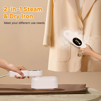 Smart Travel Steamer for Clothes, 1200W Handheld mini travel Steam All-in-One Portable Steamer Iron with LCD Display, 3 Steam Modes & 5s Fast Heat-up, Garment Steamer for Travel, Home, and Office
