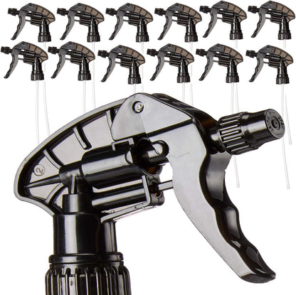 S & E Packaging 12 Pack 28-400 Nozzles 32 oz 9.5" 1.5mL Replacement Trigger Sprayer Heads Black Spray for Bottles