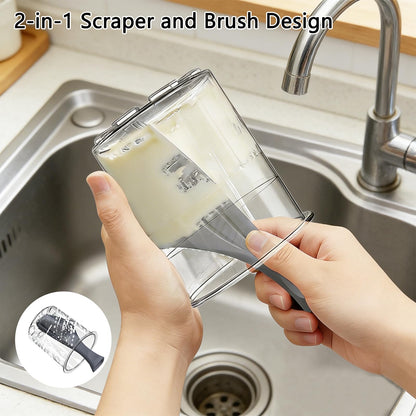 Cleaning Brush for Ninja Creami Ice Cream Cups – 2-in-1 Silicone Scraper and Brush,Curved Blade Fits Cup walls & Bottom, Dishwasher Safe (Gray)