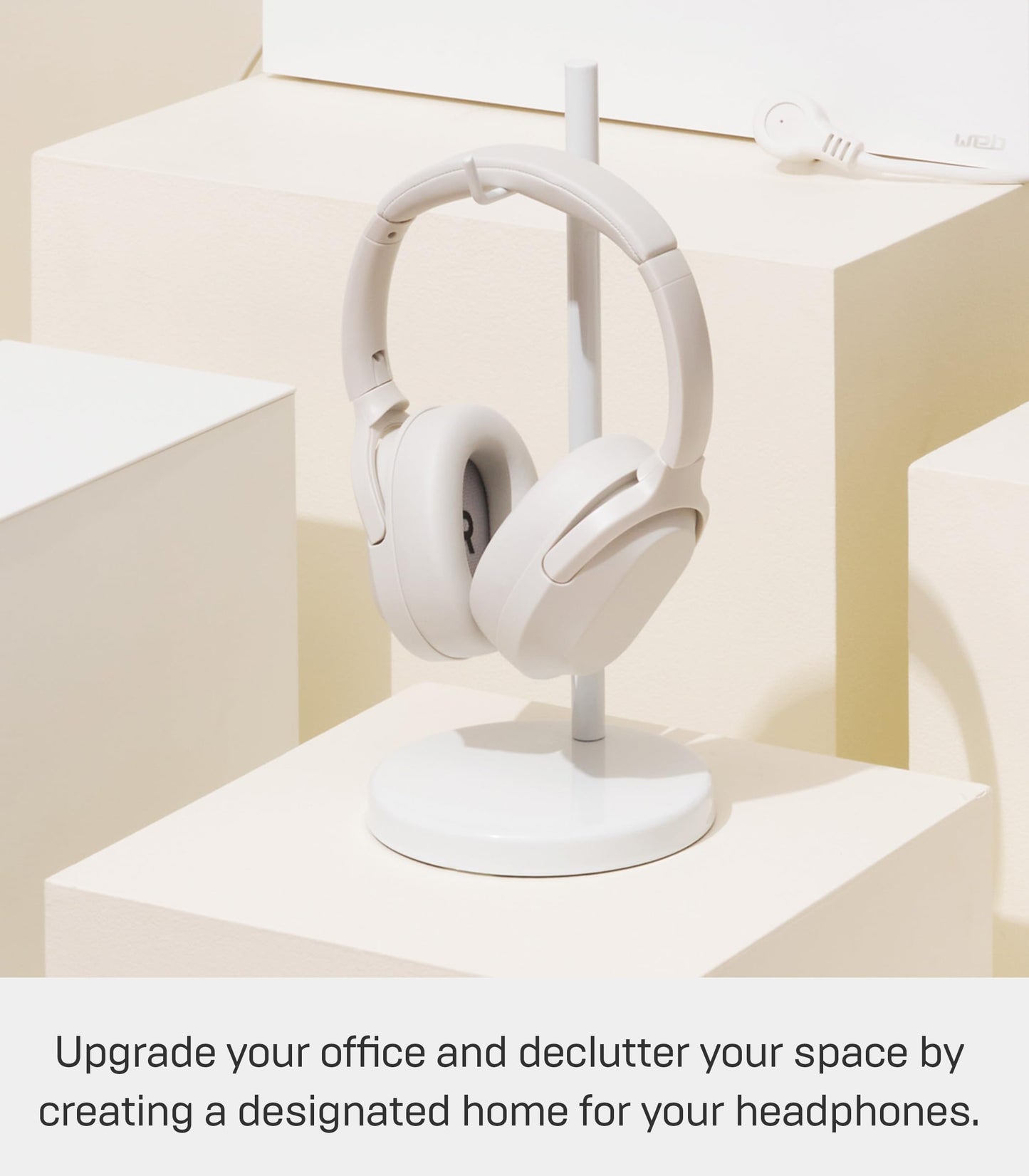 Yamazaki Home Office Desk Headphone Stand - Headset Holder - Round Base, Round, Steel