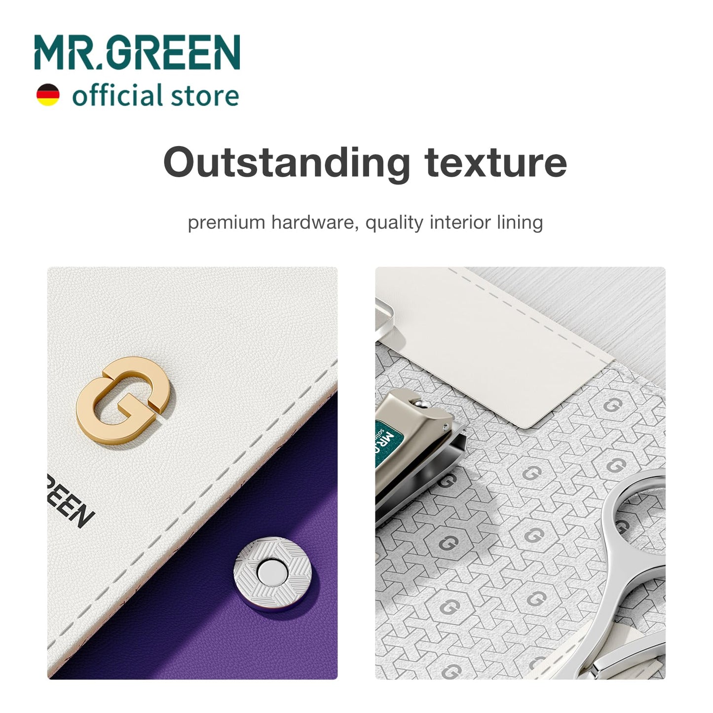 MR.GREEN Colorful Manicure Set Practical Pedicure Kits Nail Clippers Personal Care Tools Facial Hair Scissors with Fashion Case (Mr-6681 Green)