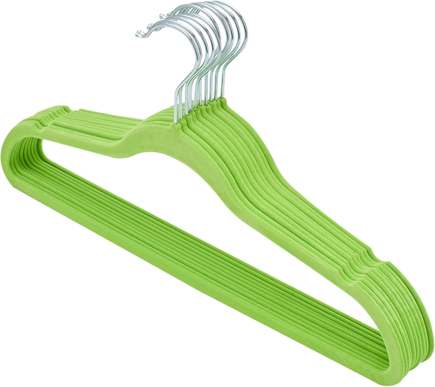 10 PACK VELVET HANGER, GREEN