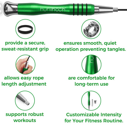 High Speed Jump Rope - Self-Locking No-Screw Design, Weighted Jump Rope, 360° Fast Rotation, Silicone Textured Design, Non-Slip, Includes 2 Speed Ropes Cables for Optimal Fitness Training & More - CrossFit Jump Rope.
