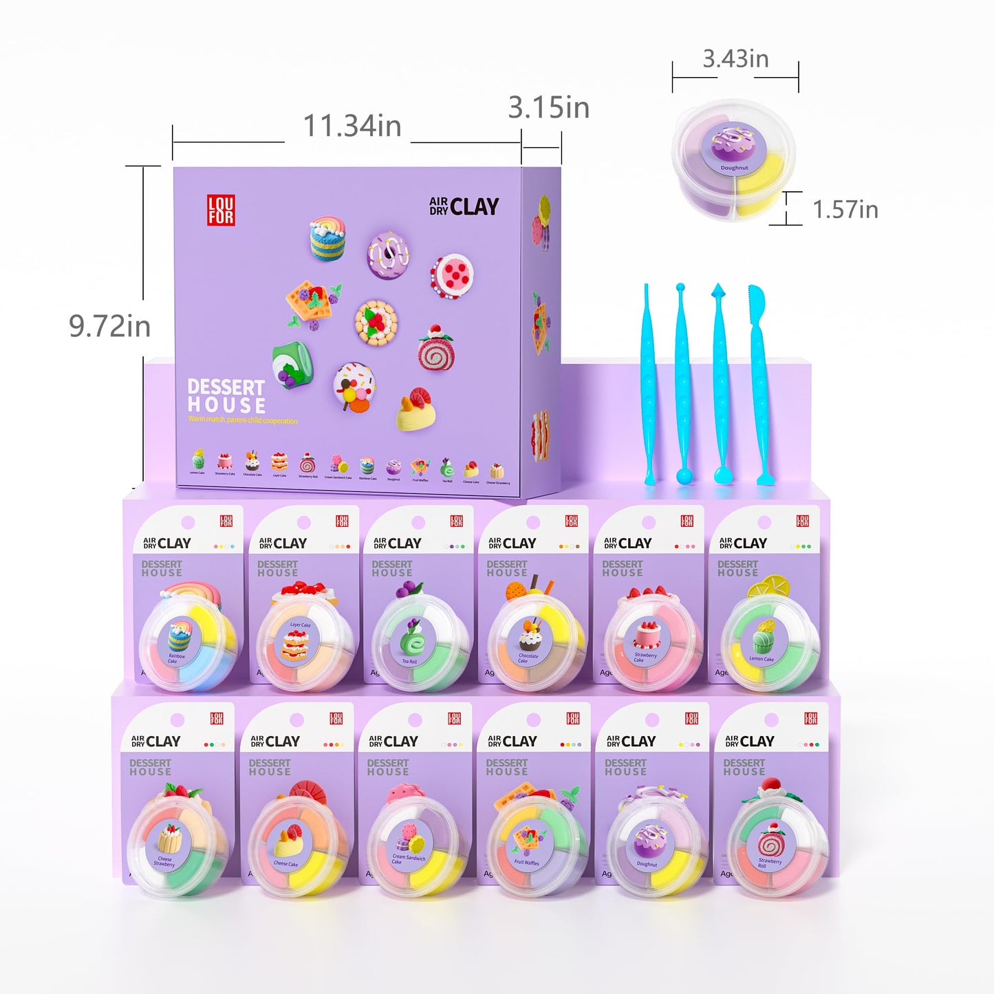 Air Dry Clay for Kids - Modeling Clay Kits, Ultra Light & Soft, Safe & Non-Toxic, 12 Boxes DIY Model Magic Clay with Sculpting Tools & Tutorials, Individual Packs, Creative Art Crafts Toys Gifts