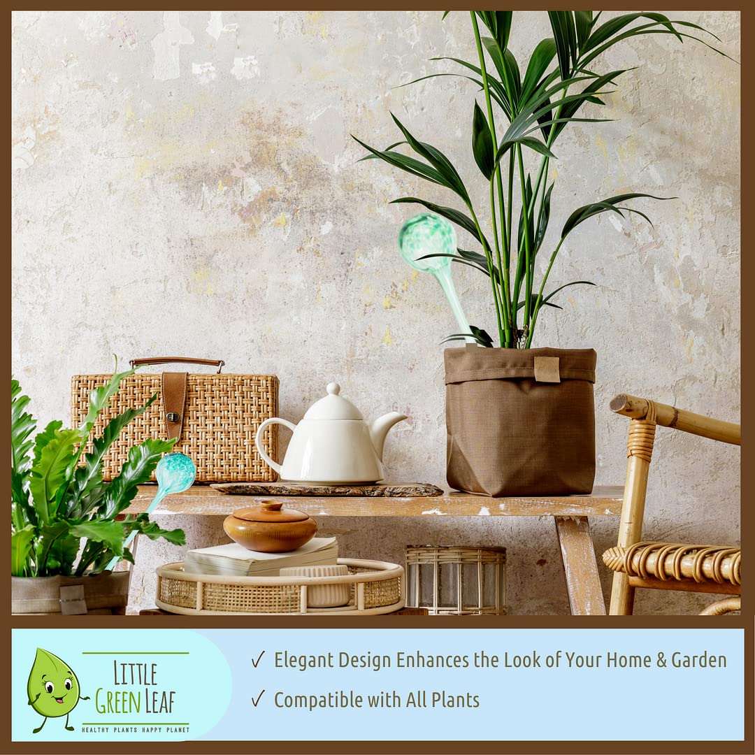 LGL Plant Watering Globes - Automatic Self Watering Globes. Decorative Self Watering Planter Inserts Made From Hand-Blown Durable Glass. Self Watering Spikes to Support Plant Health. 4 Pack x 350ml.