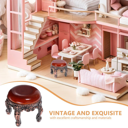Abaodam Dollhouse Stool, 1:12 Scale Miniature Wooden Furniture Chair Model, Vanity Bench Seat for Dollhouse Living Room, Micro Landscape and DIY Mini House Decoration