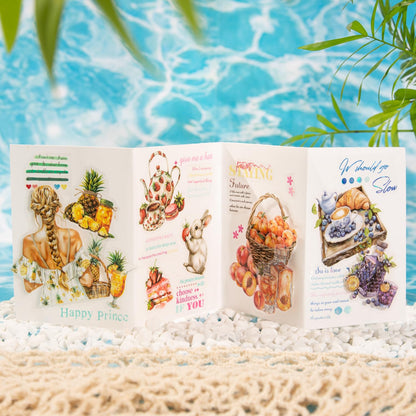 MiyouLuna 120Pcs Summer Themed Scrapbook Stickers, PET Ephemera for Journaling, Craft Supplies and Junk Journal
