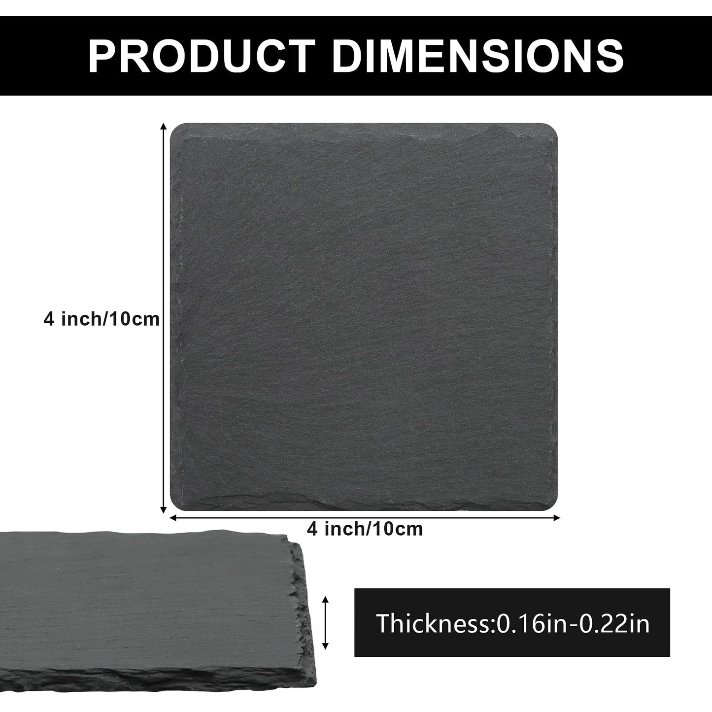 68 PCS Square Slate Drink Coasters Set, SIJDIEE 4 Inch Laser Engraving Black Slate Stone Coasters with Anti-Scratch Bottom and Coaster Holder for Office Bar Kitchen Home Dinner Table Decor Supplies