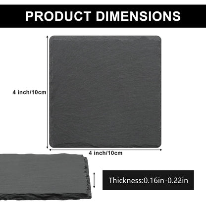68 PCS Square Slate Drink Coasters Set, SIJDIEE 4 Inch Laser Engraving Black Slate Stone Coasters with Anti-Scratch Bottom and Coaster Holder for Office Bar Kitchen Home Dinner Table Decor Supplies