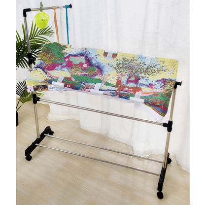 Adjustable Embroidery Stand, 360°Rotated Needlework Floor Frame, Standing Embroidery Lap Table, Cross Stitch Craft Stand for Art Craft Sewing Holder
