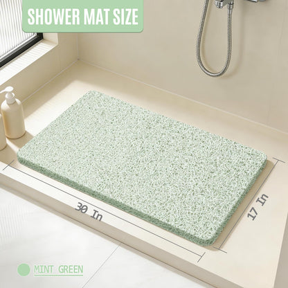 Joyhalo Shower Mat Bathtub Mat Non Slip, Bathmats Non Slip, Quick Drying Foot Scrubber Loofah Mats for Shower, Tub, Bathroom, Home,30x17inch, Mint Green