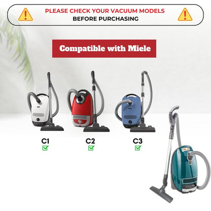 for Miele, Horse Hair Vacuum Brush Attachments with Wheels Compatible with Miele C1, C2, C3 - Vacuum Cleaner Attachments for Carpet, Tile Hard Floors - 1-3/8 Inch Hardwood Floor Vacuum Attachment