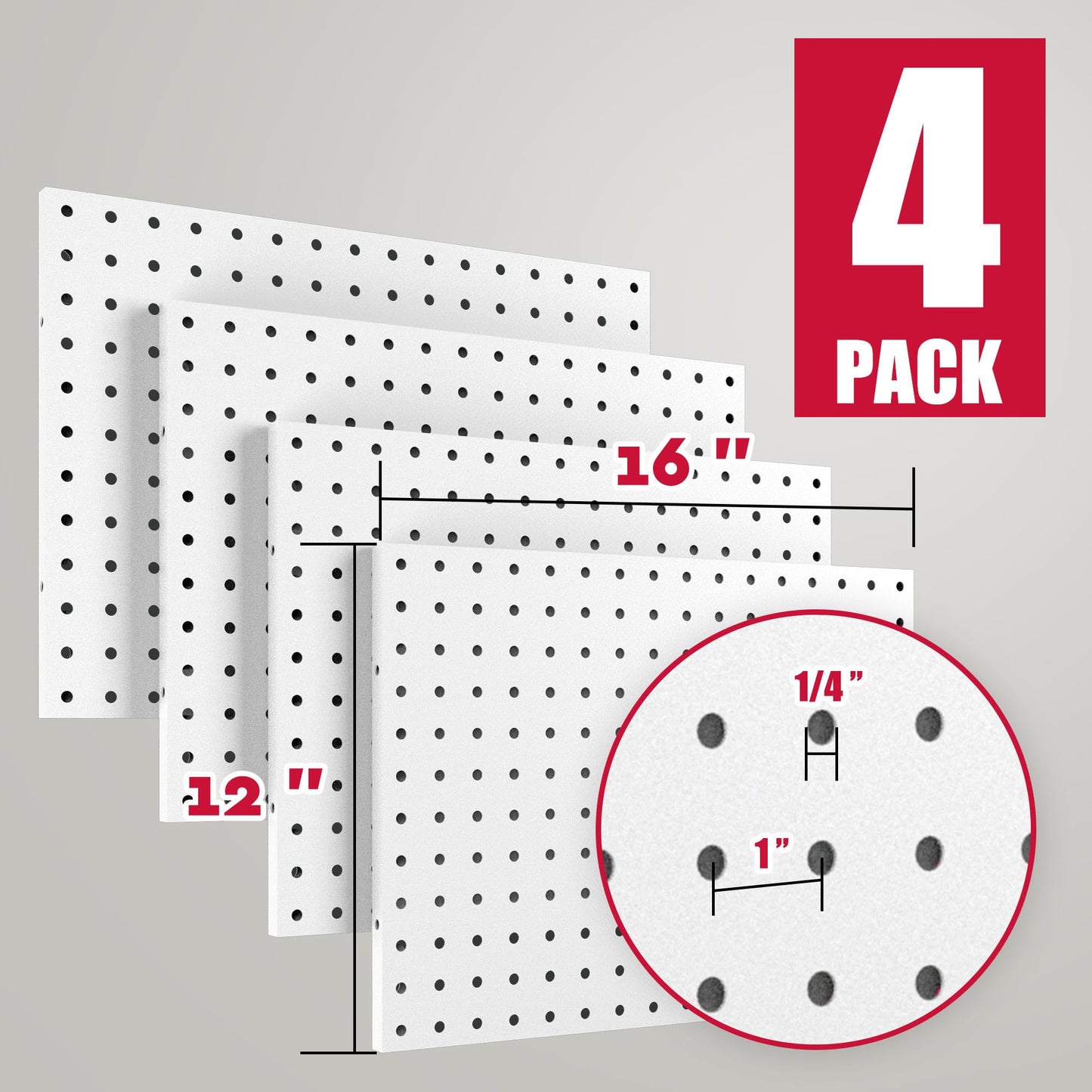 Spampur Peg Board, 4 Pack Metal PegBoard Organizer with Accessories, White Pegboard Panels with 50 Pcs Hooks and Baskets, Wall Organizer for Office, Craft Room Organization, Garage, Sewing Room
