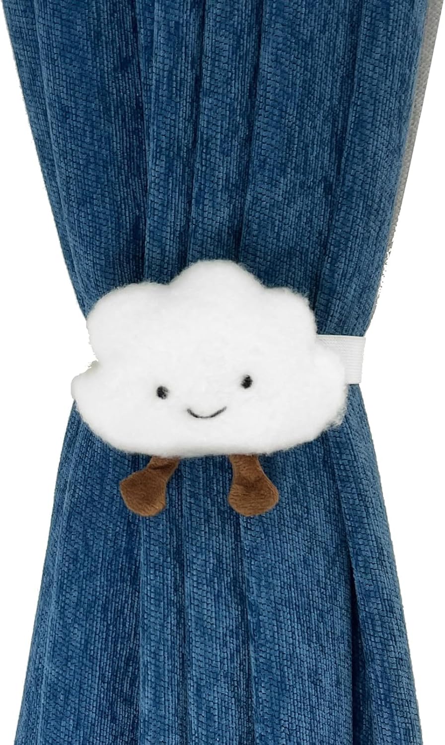 Gzcvba 2PACK Snap-Fit Cartoon Cloud Curtain Tiebacks Hook Holdbacks Cute Curtain Holdbacks Rope for Baby Kid Girls