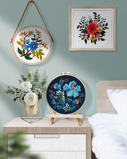 TINDTOP 3 Sets Embroidery Kit for Adults, Floral Embroidery Practice Kit for Beginners Include Embroidery Cloth Hoops Threads for Craft Lover Hand Stitch with Embroidery Skill Techniques