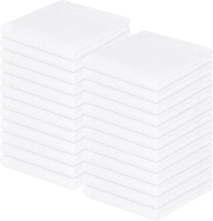 Homaxy 100% Cotton Dish Cloths - Ultra Soft, Absorbent & Quick Drying | 12x12 Inches, 24-Pack, White