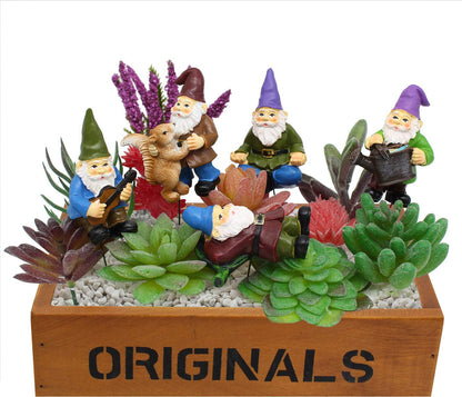 FANWNKI Garden Miniature Gnomes Set of 5PCS,Happy Life Gift for Outdoor Fairy Garden Yard Lawn Décor