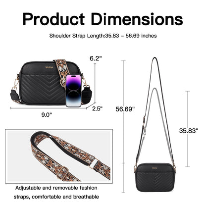 Telena Small Crossbody Bags For Women Vegan Leather Crossbody Purse With Adjustable Wide Strap For Daily Life