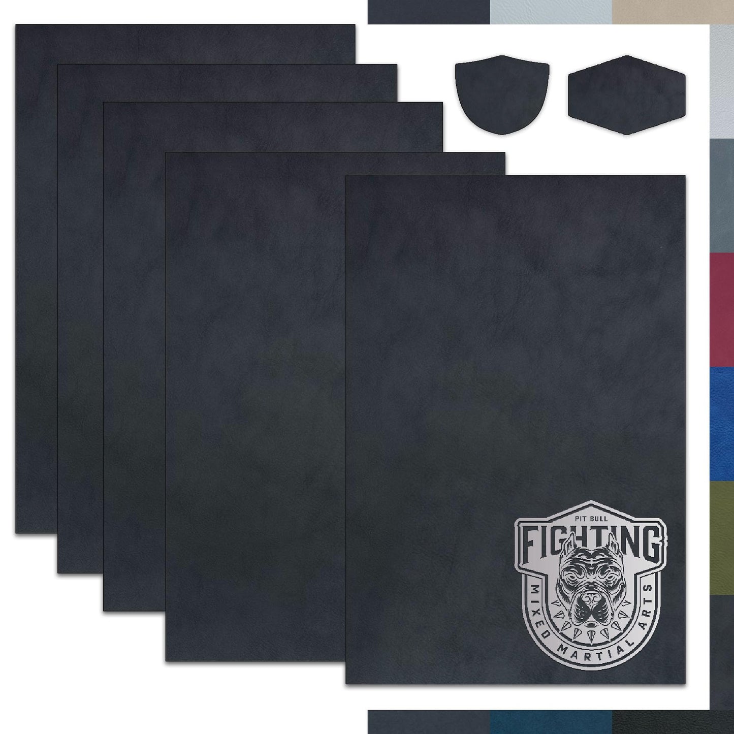 Black/Silver Laserable Leatherette Sheet Laser Engraving Blanks Faux Leather Hat Patches Heat Press Iron-on with Heat-Activated Adhesive Backing for Beanie Cap Crafts Material Supplies,1.6mm,5-Pack