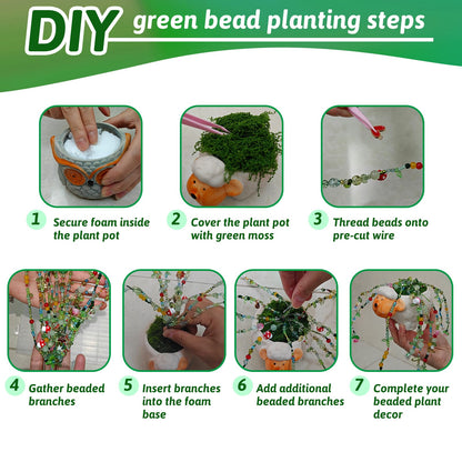 YLINKZORMA Green Glass Beaded Plant Kit, Forever Plant Beads Jewelry Making with Flower, Leaf, Crystal, Beaded Plant Crafting & DIY Handicrafts, Gift for Plants Enthusiasts