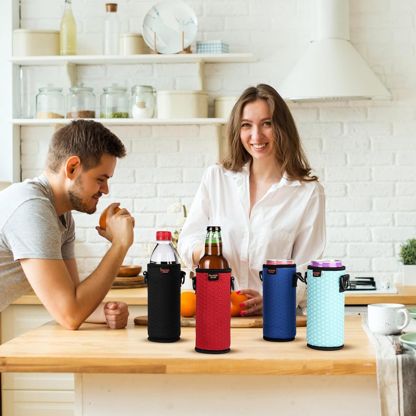 16.9 oz 16 17 18 oz 2 Desing Wish Portable Plastic Bottles Insulators Sleeves Beverage Bottle/Can Sleeves Holder