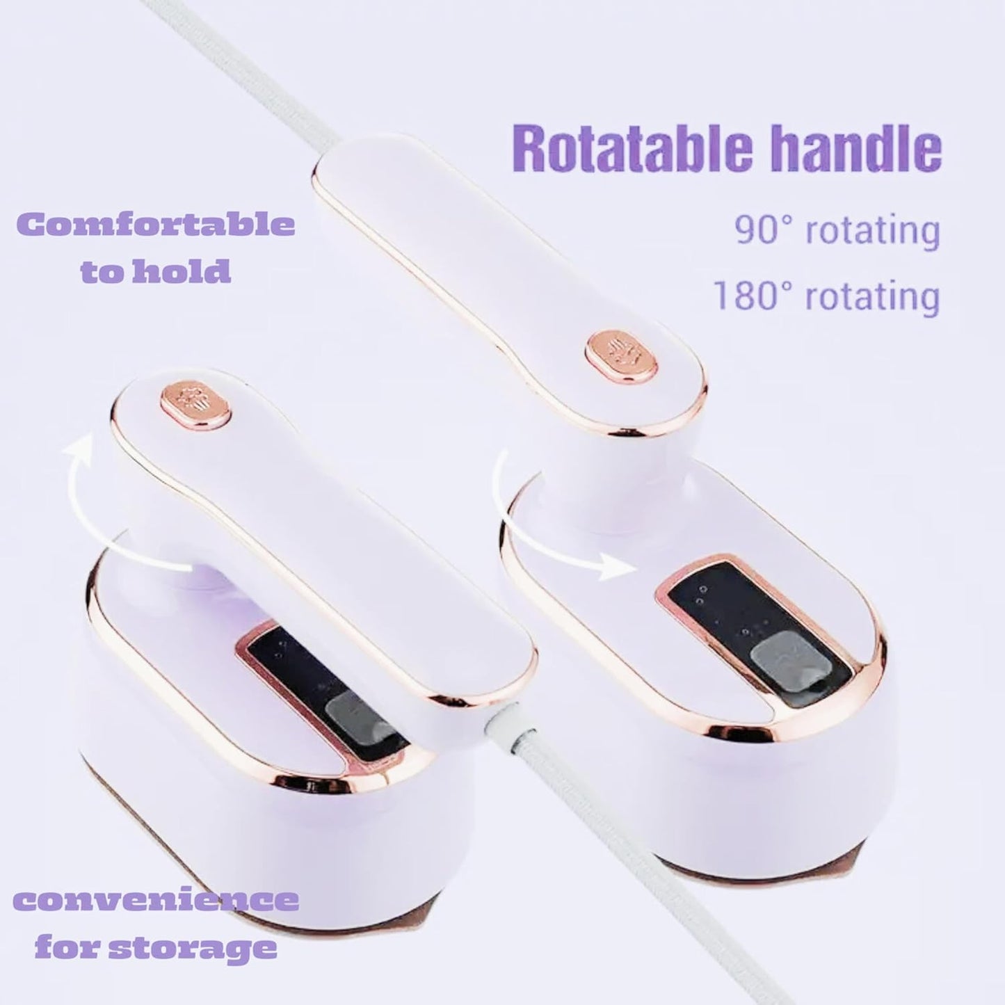 Travel Steamer Iron with LCD for Clothes, 1000W Handheld Portable Steamer, Dry and Wet Ironing, 180° Electric Steam