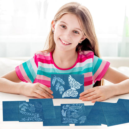 NOVWANG 80 Sheets Cyanotype Sun Print Paper, 5.8 x 8.3 Inch High Sensitivity Cyanotype Kit Sun Paper DIY Arts with 1 Sheet Acrylic Panel for Art Crafts Project