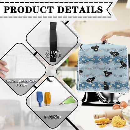 Cat Music Mixer Cover, Kitchen Appliance Covers to Keep Clean & Safe, Dustproof Compatible with 5-8 Qt Bowl-Lift Mixer
