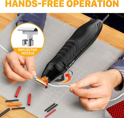 Mini Heat Gun, 2-Temp Settings 482℉ & 662℉, Fast Heating Hot Air Gun with 6.6FT Long Cable, Reflector Nozzle & Overload Protection for Crafting, DIY, Shrink Wrap, Vinyl Wrap (Black Heat Gun)