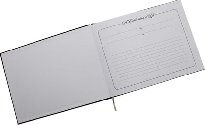 Funeral Memorial Book, Celebration of Life Guest Book with Bonus White Memory Table Sign Included