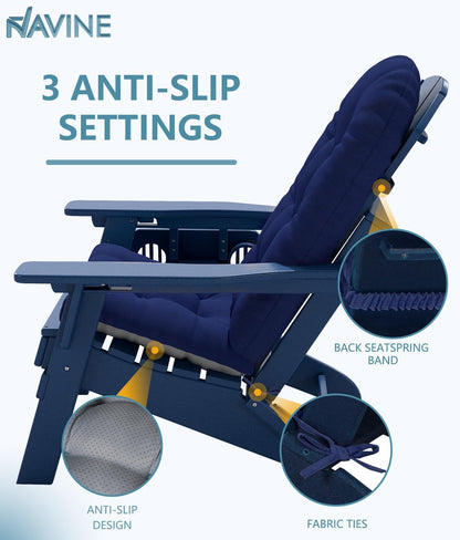 NAVINE Adirondack Chair Cushion, Thickened High Back Patio Cushions with Ties and Non-Slip Bottom, Water-Resistant