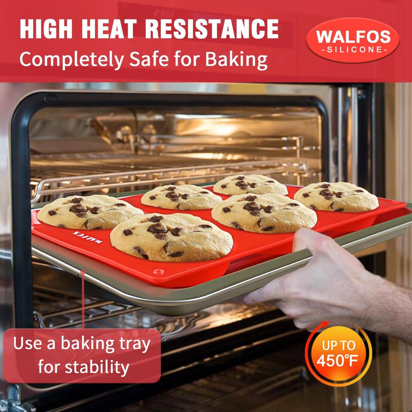 Walfos Silicone Whoopie Pie Baking Pans | Non-Stick Muffin Top Pan Set of 4