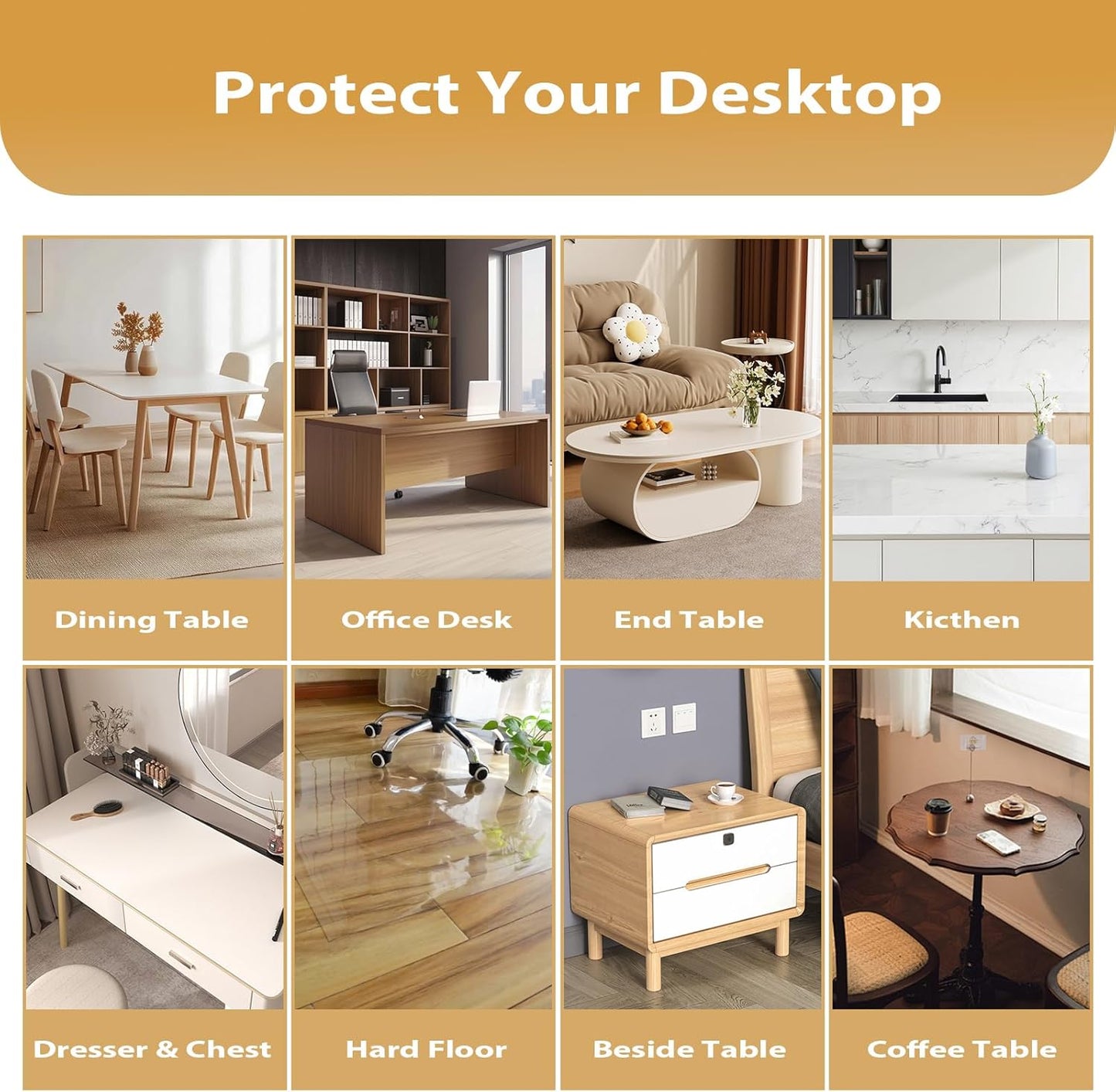24 36 Inch, 1.4mm Clear Table Protector x Thick Waterproof PVC Plastic Table Cover, Durable Table Pad for Dining Room