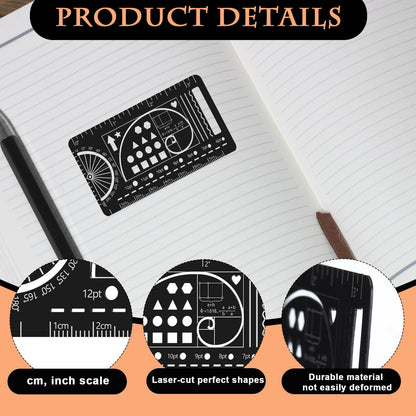 Humyoun Journal Stencil and Drawing Template Ruler Conversion Protractor Golden Ratio, Stainless Steel Bookmark Model Kit School Drafting Equipment for Students Bible Journaling Sketching Notes