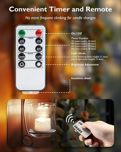 Homemory 24pcs Remote Timer LED Tea Lights Candles, 400+Hours Flickering Flameless Battery Operated Votive Candles for Tabletop Lighting, Centerpieces Decor, Holiday Decor